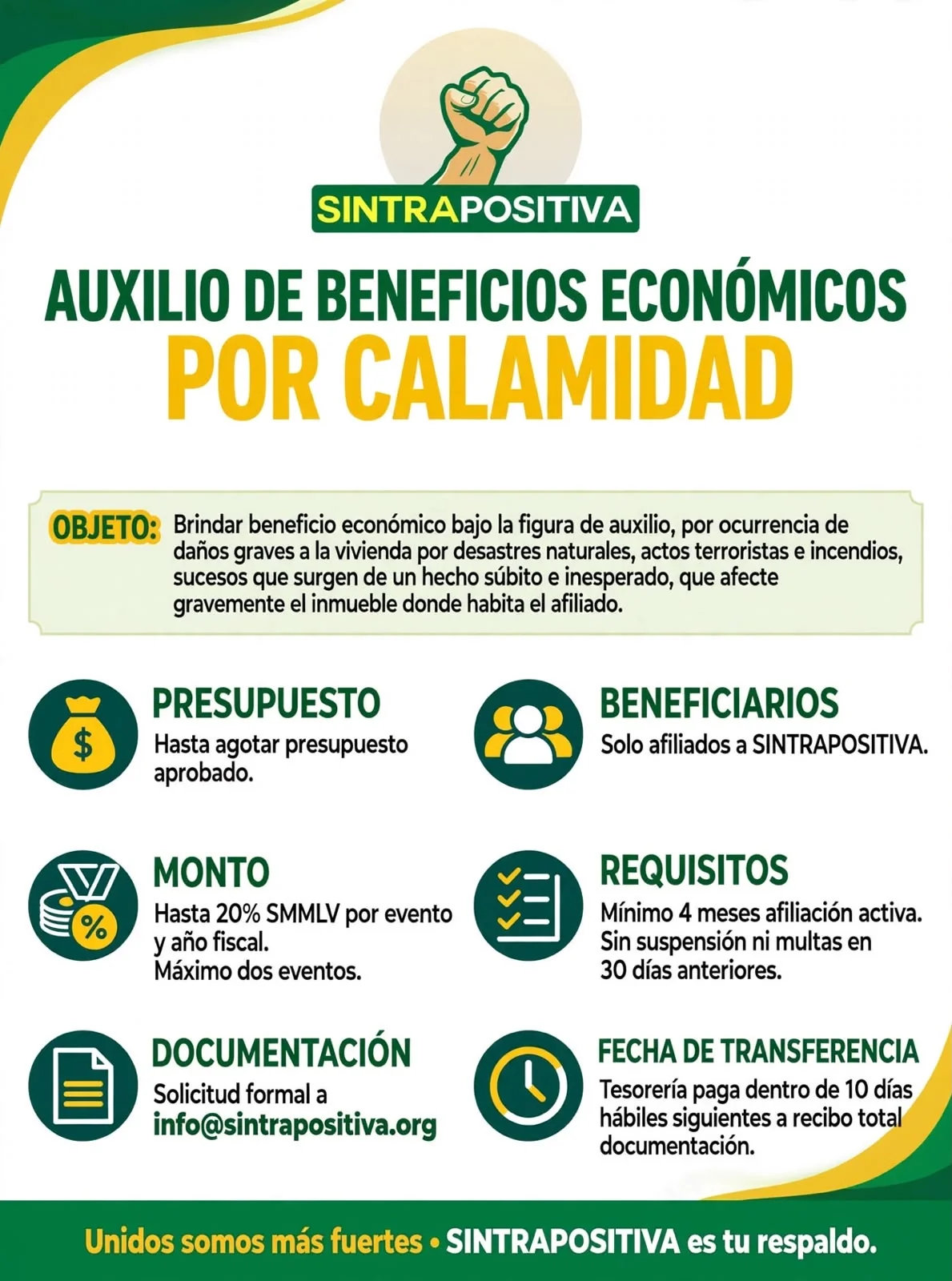 Auxilio por calamidad - SINTRAPOSITIVA